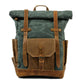 Men's Vintage Contrast Waterproof Canvas Multi-Pocket Backpack