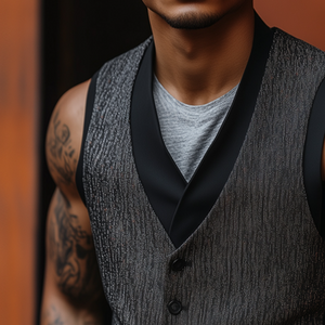 Herrenweste mit Retro- und lässigem Patchwork-Print