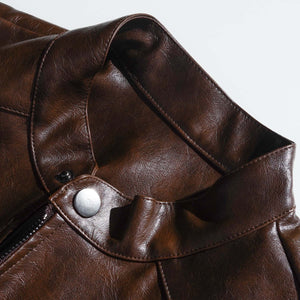 Men's Vintage Distressed Zipper Leather Jacket