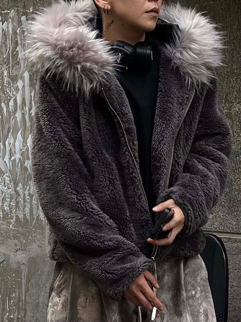 Fur Hooded Quilted Sherpa Jacket