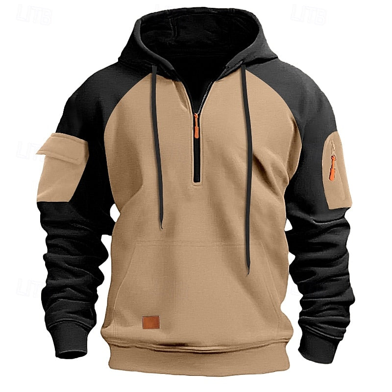 Men's Hoodie Quarter Zip Hoodie Tactical Hoodie Black Navy Blue Khaki Dark Gray Gray Hooded Color Block Tactical Sports & Outdoor Daily Streetwear Cool Casual Winter Spring &  Fall Clothing Apparel