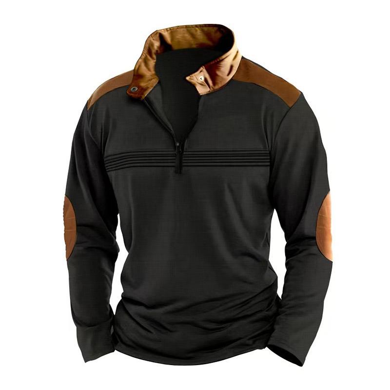 Herren Colorblock Reißverschluss Stehkragen Langarm Casual Sweatshirt