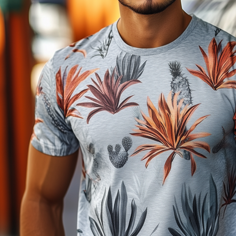 Men's Retro Tropical Bird Of Paradise Printed Casual Round Neck Short Sleeve T-Shirt