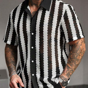 Men's Striped Short Sleeve Knitted Shirt