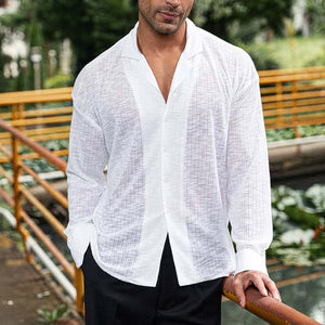 Men's Striped Breathable Long Sleeve Shirt