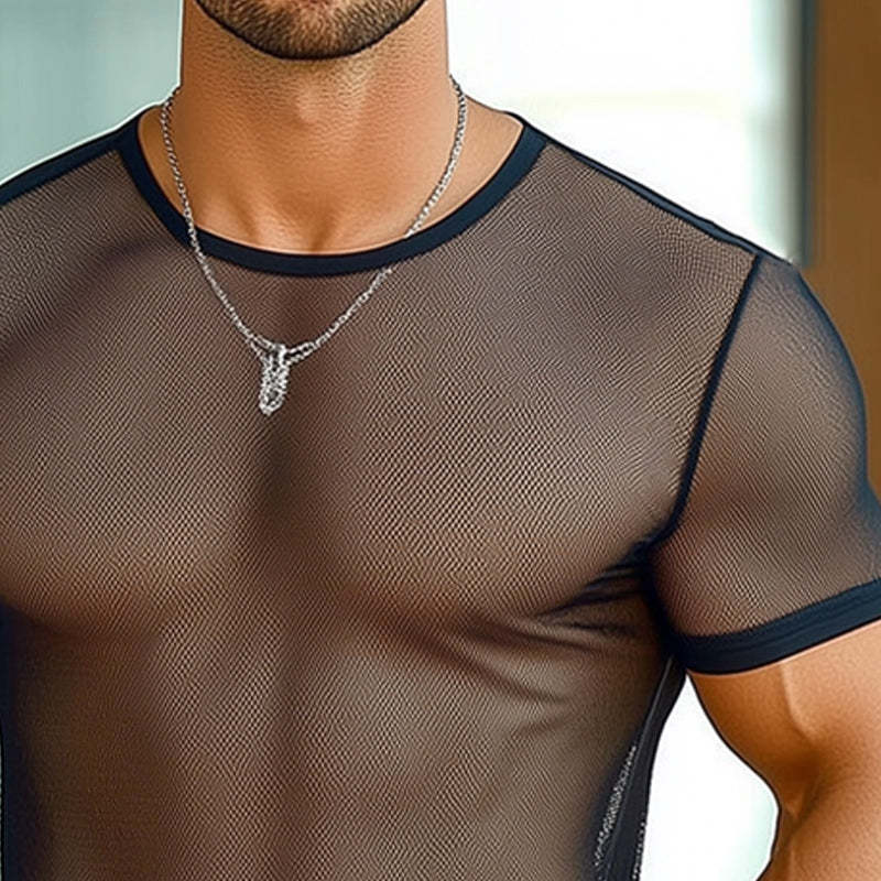 Men's Summer See-Through Mesh Short Sleeve T-Shirt