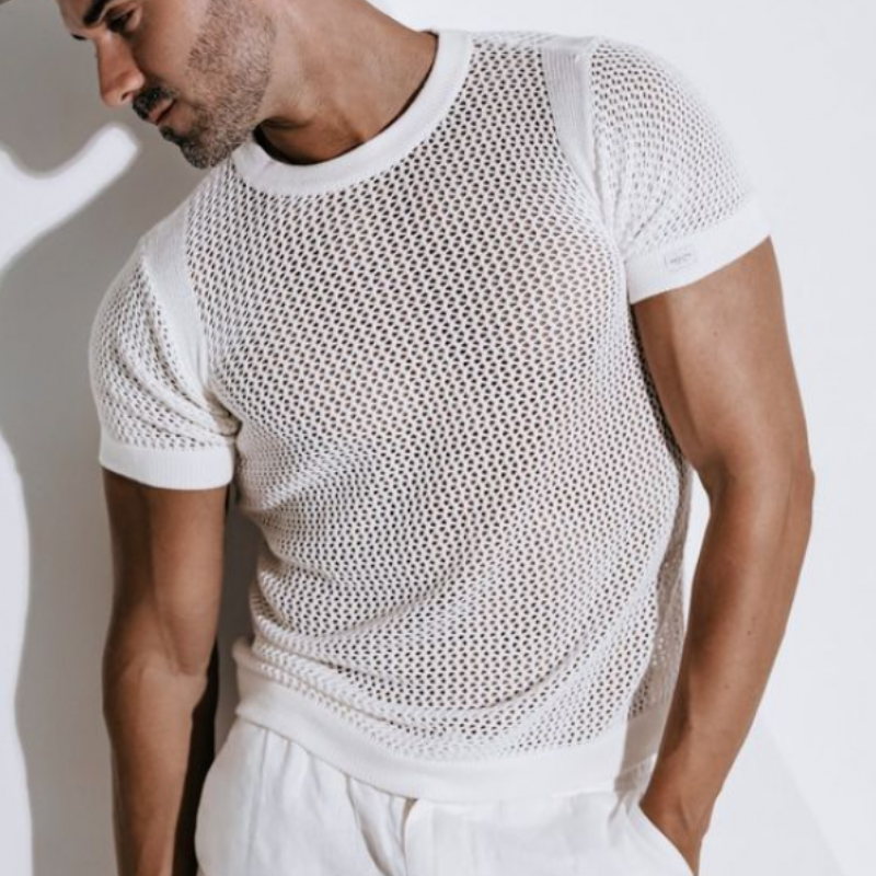 Herren Frühling und Sommer Modisches Casual Slim Fit Gestricktes Kurzarm-T-Shirt
