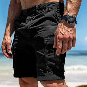 Men's Solid Color Multi-Pocket Cargo Shorts