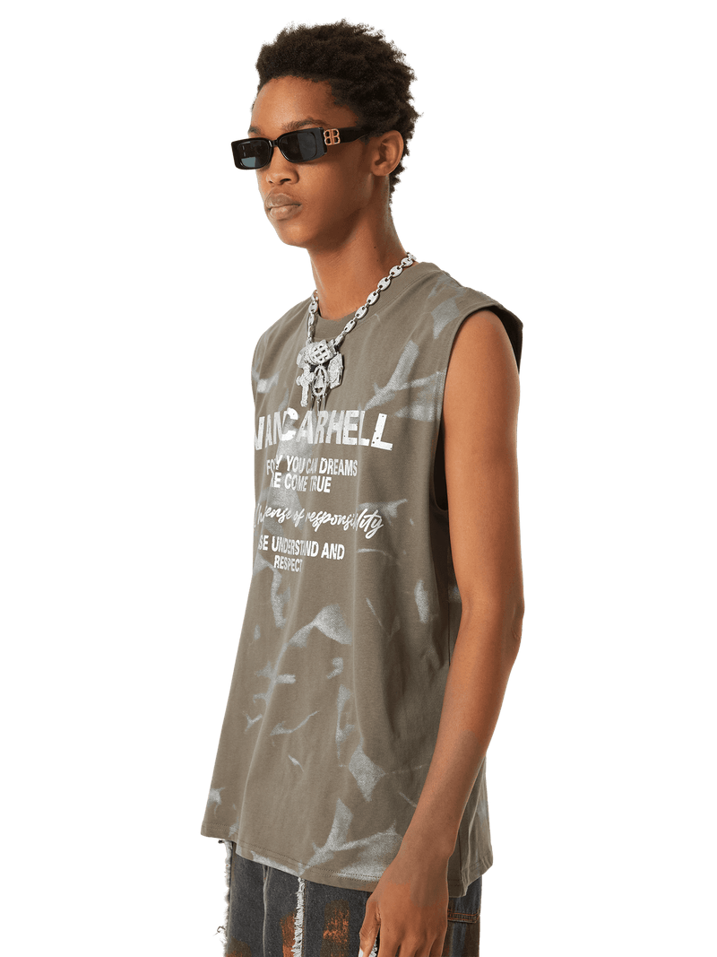 American Street Style Letter Print Vest