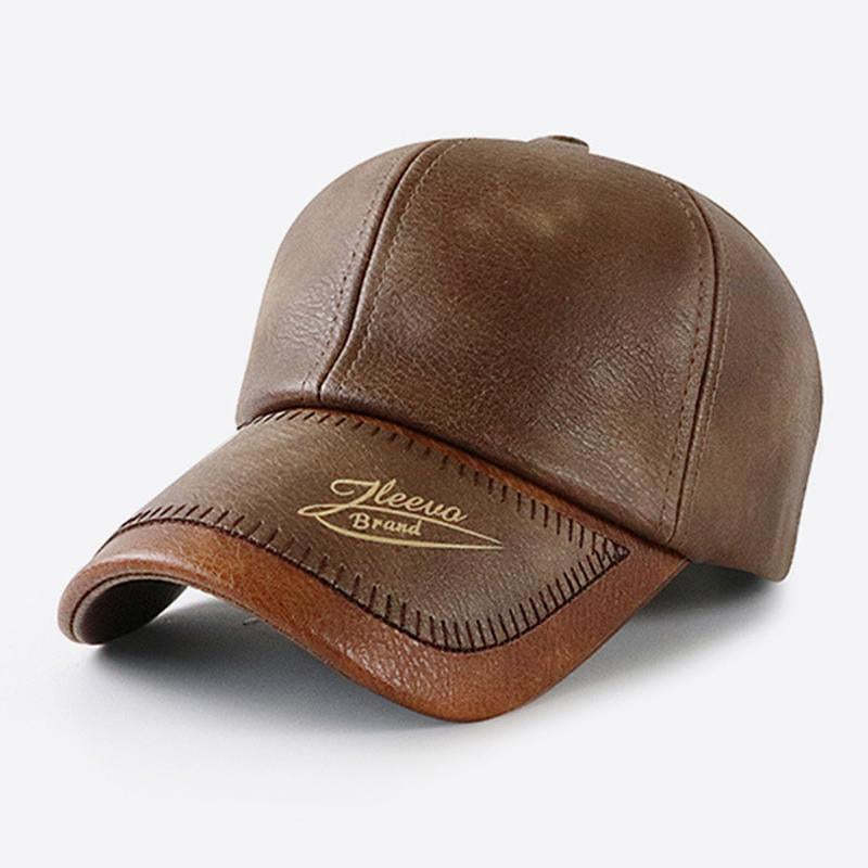 Herren Vintage Plüsch Warme Leder Baseballkappe