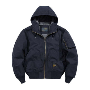 Lässige Bomberjacke aus Baumwolle mit Kapuze und Reißverschluss für Herren