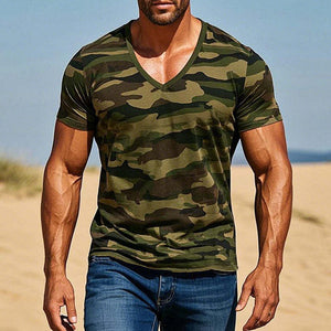 Men's Army Green Camouflage Short Sleeve T-Shirt