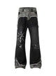 Washed Distressed Spliced Ripped Jeans