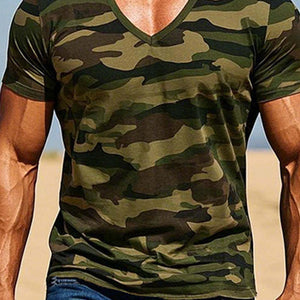 Men's Army Green Camouflage Short Sleeve T-Shirt
