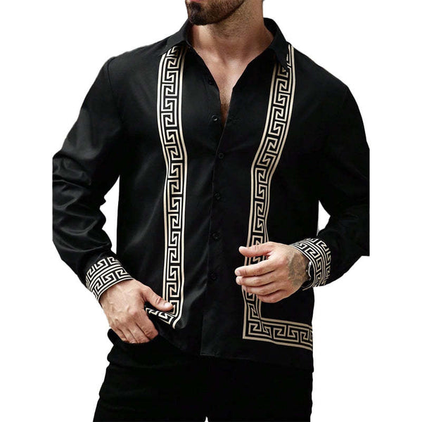 Herren-Langarmhemd mit bedrucktem Revers