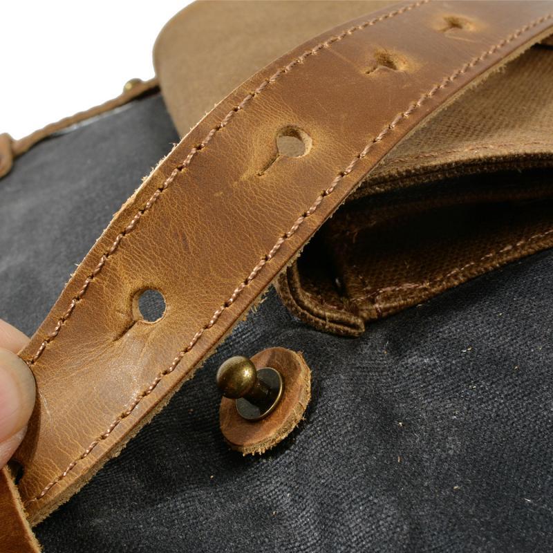 Men's Vintage Contrast Waterproof Canvas Multi-Pocket Backpack