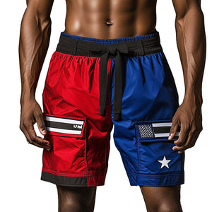Men's Spring Fashion Contrast Color Sports Casual Shorts
