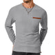 Lässiges Herren-T-Shirt mit Waffelmuster, Rundhalsausschnitt, aufgesetzter Tasche, Slim Fit, Langarm