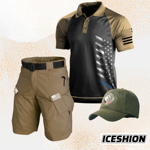 Poloshirt mit USA-Flagge und Raglan-Grafik