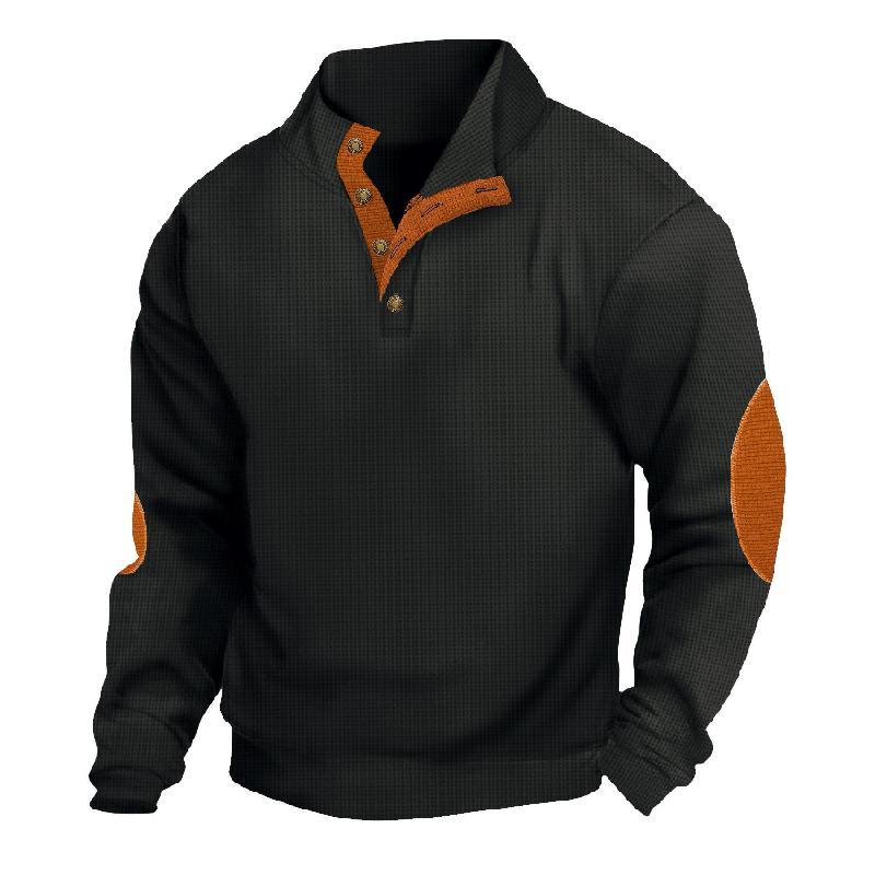 Lässiges Outdoor-Sweatshirt mit Stehkragen und Waffelmuster für Herren
