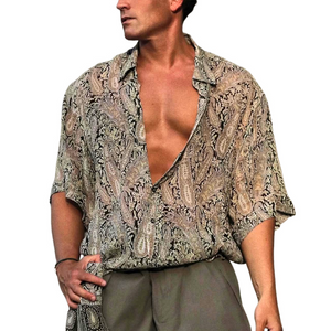 Herren-Kurzarmhemd mit Paisley-Print und Revers