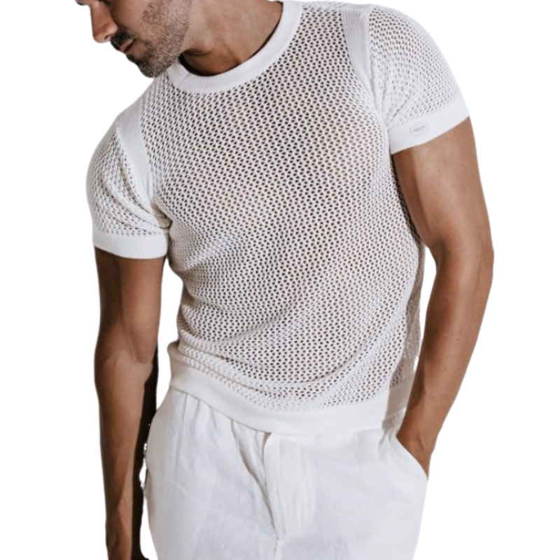 Herren Frühling und Sommer Modisches Casual Slim Fit Gestricktes Kurzarm-T-Shirt