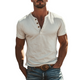 Men's Classic American Vintage Henley Collar Suede Short Sleeve T-Shirt