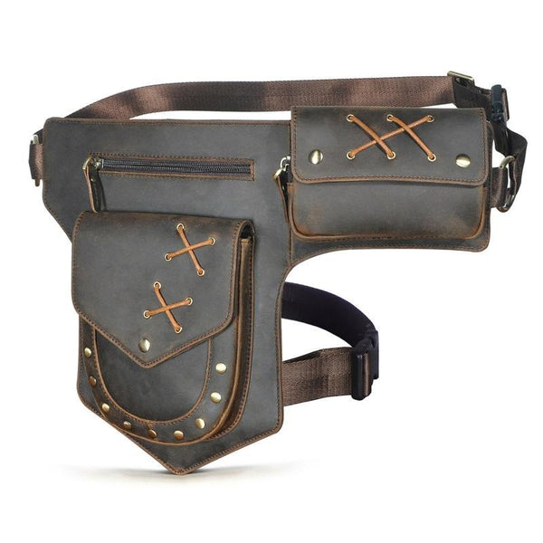 Men's Classic Retro Personality Outdoor Leather Waist Bag 60235114K