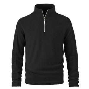 Men's Retro Casual Polar Fleece Solid Color Half Zip Sweatshirt