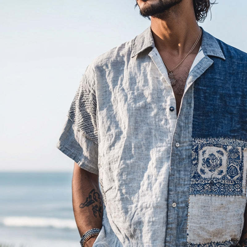 Men's Casual Bohemian Printed Short Sleeve Shirt