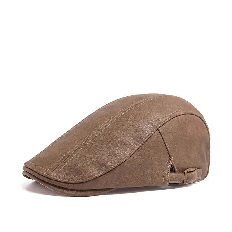 Herren Vintage Casual Leder Baskenmütze