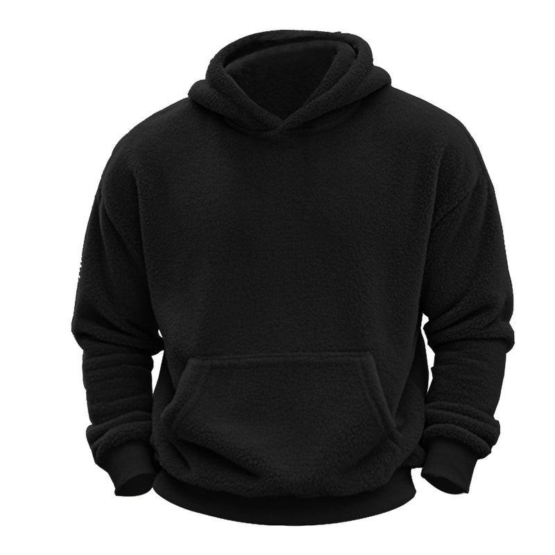 DOUBLE SIDED FLEECE YOUTH HOODED SWEATSHIRT MEN'S LAMBHAIR WINTER PULLOVER JACKET