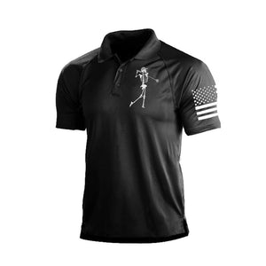 POLOSHIRT MIT RAGLAN-GRAFIK UND SKELETTDRUCK