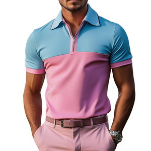 Klassisches, lässiges Golf-POLO-Shirt für Herren mit Kontrastnähten und kurzen Ärmeln
