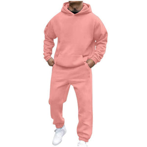 Men's Casual Loose Fleece Long-sleeved Hoodie Sweatpants Set