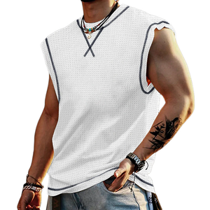 Men's Casual Waffle Crew Neck Loose Tank Top