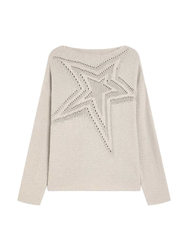 Star Cutout Boatneck Sweater