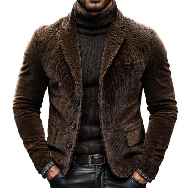 Herren Vintage Slim Blazer aus dickem Cord mit fallendem Revers