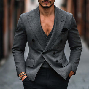Men's Vintage Linen Breathable Double Breasted Blazer