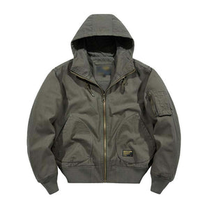 Lässige Bomberjacke aus Baumwolle mit Kapuze und Reißverschluss für Herren