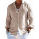 Men's Cotton And Linen Casual Solid Color Lapel Shirt