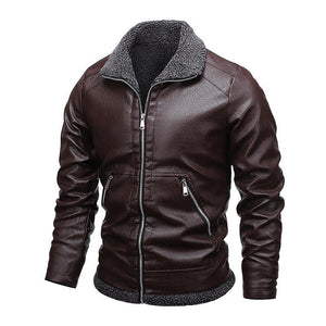 Men's Fur All-in-one Plus Velvet Thickened Leather Jacket