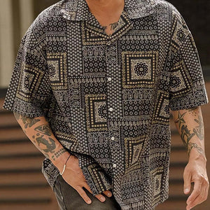 Men's Summer Casual Loose Printed Short Sleeve Shirt