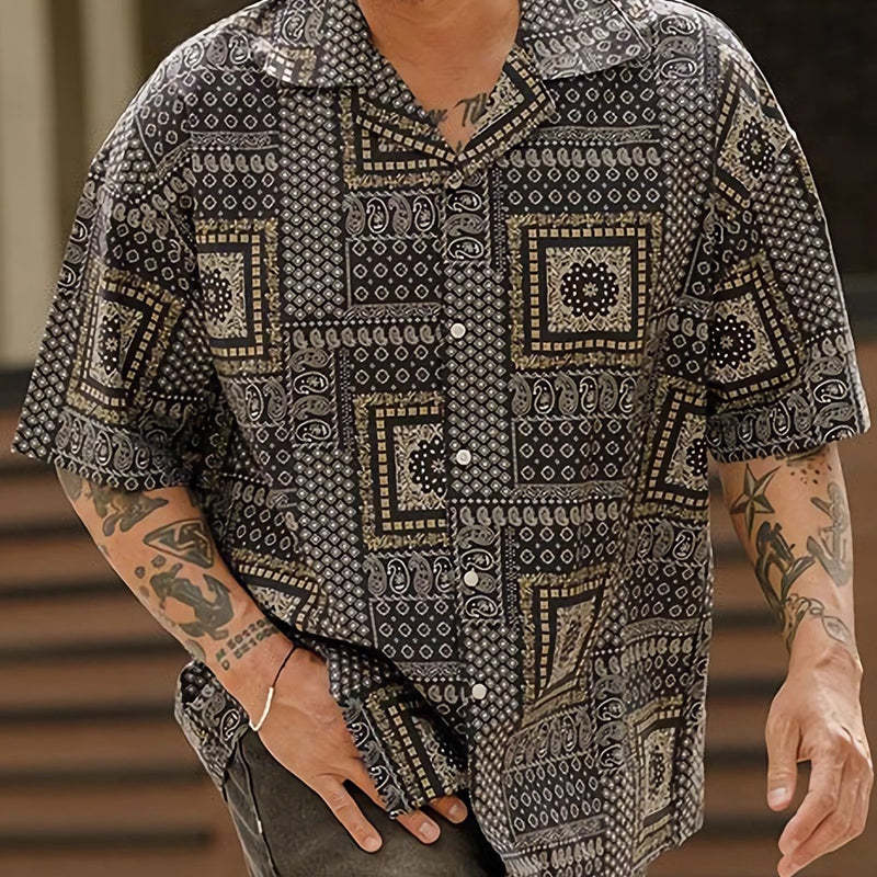 Herren Sommer Casual Loose Printed Kurzarmhemd
