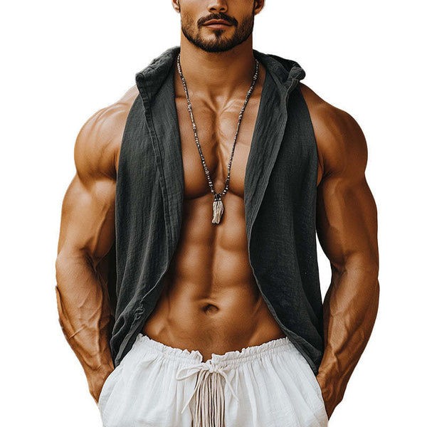 Men's Retro Simple Open Collar Tank Top