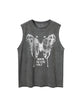 Washed Distressed Butterfly Print Vest