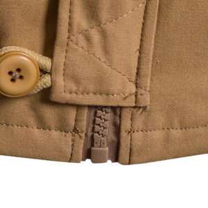 Lässige Herren-Cargojacke aus gewaschener Baumwolle mit Patchwork-Kapuze und schmaler Passform 