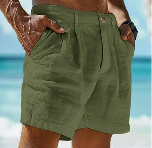 Herren Leinen Einfarbige Sommershorts Strandshorts