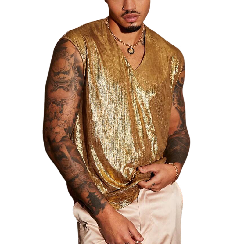 Men's Glitter Casual Solid Color Tank Top
