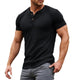 Men's Casual Solid Cotton Blend Slim Fit Henley Neck Short Sleeve T-Shirt